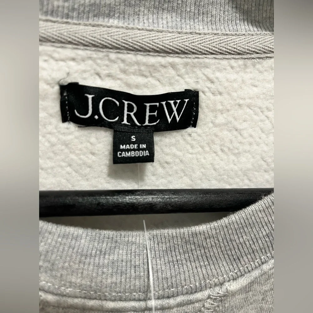 J. Crew Heritage fleece oversized crewneck sweatshirt grey S Monogrammed CRK